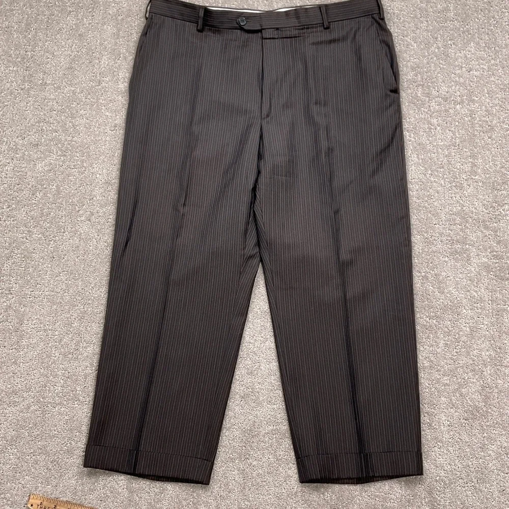 Bachrach Suit Men‎ 46R 38W26L Brown Pinstripe Italy